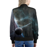 Planet And Space Print Women's Bomber Jacket