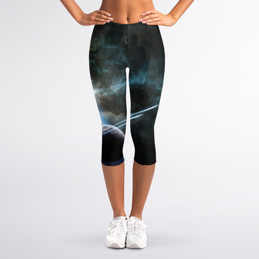Planet And Space Print Women's Capri Leggings