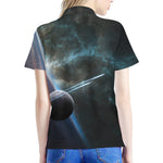 Planet And Space Print Women's Polo Shirt