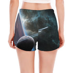Planet And Space Print Women's Split Running Shorts