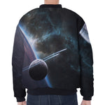 Planet And Space Print Zip Sleeve Bomber Jacket