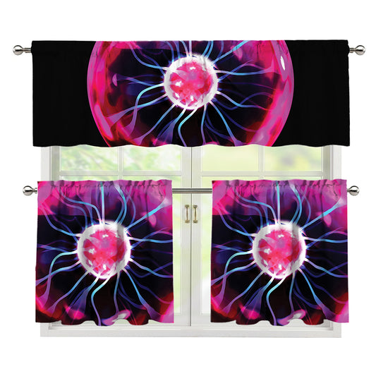 Plasma Ball Print 3 Piece Kitchen Curtains