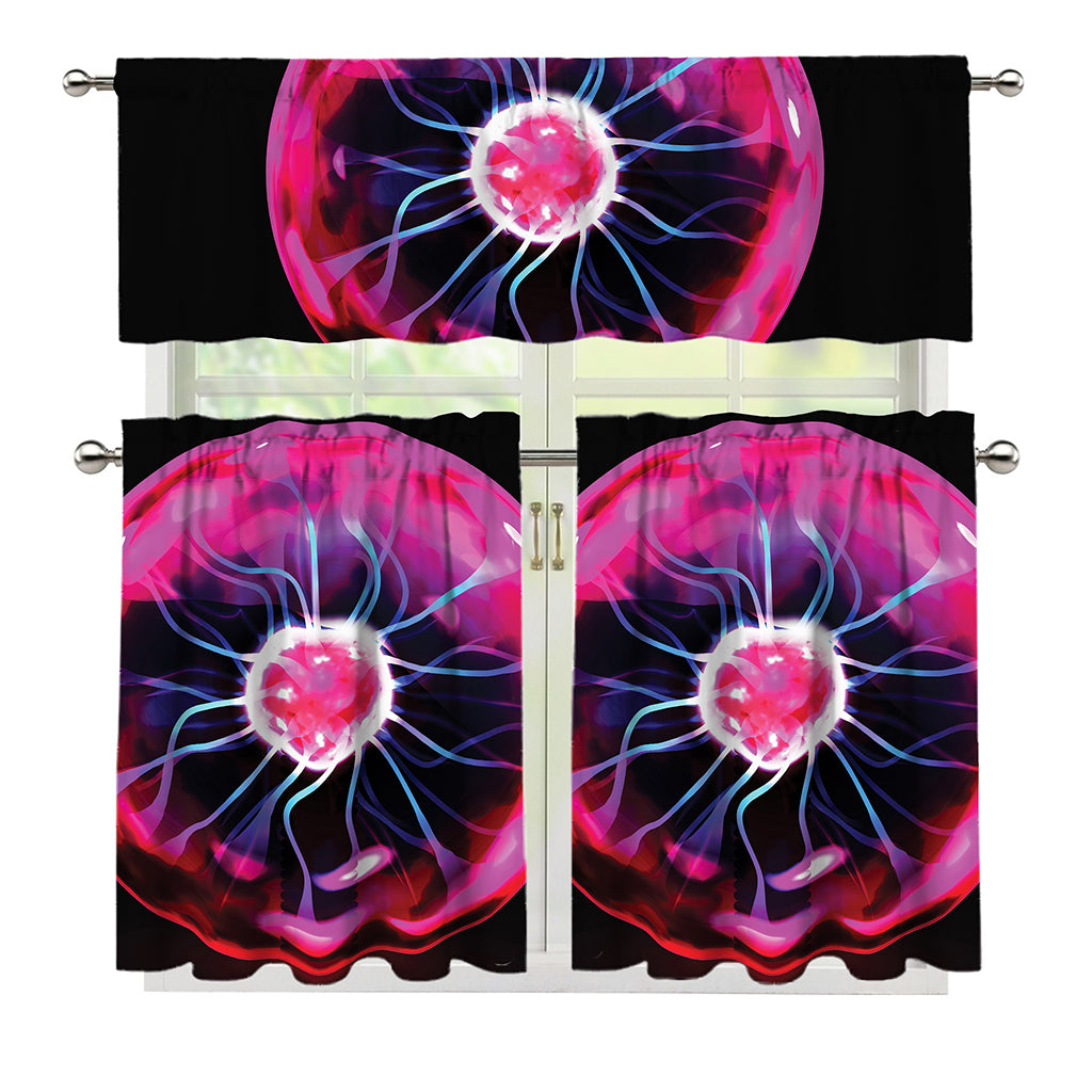 Plasma Ball Print 3 Piece Kitchen Curtains