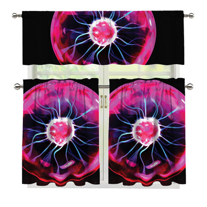 Plasma Ball Print 3 Piece Kitchen Curtains
