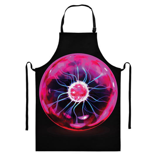 Plasma Ball Print Bib Apron With Pocket