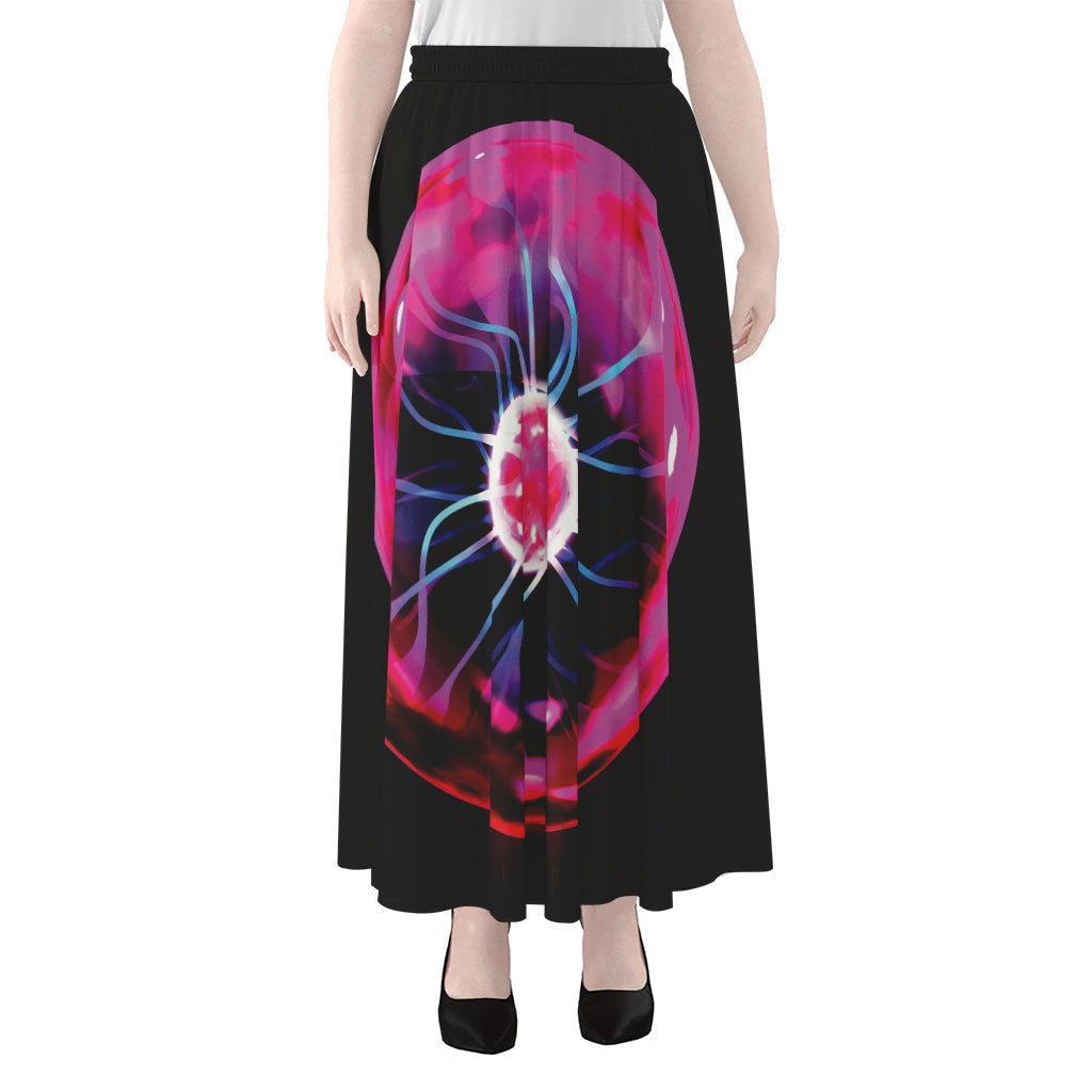 Plasma Ball Print Chiffon Maxi Skirt