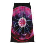 Plasma Ball Print Cotton Front Slit Maxi Skirt