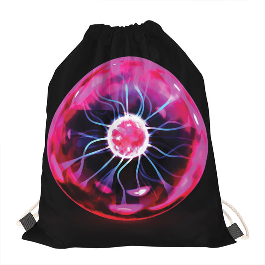 Plasma Ball Print Drawstring Bag