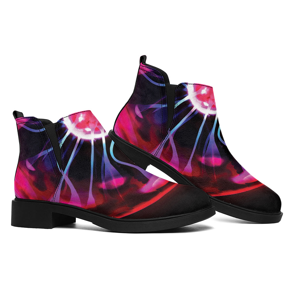 Plasma Ball Print Flat Ankle Boots