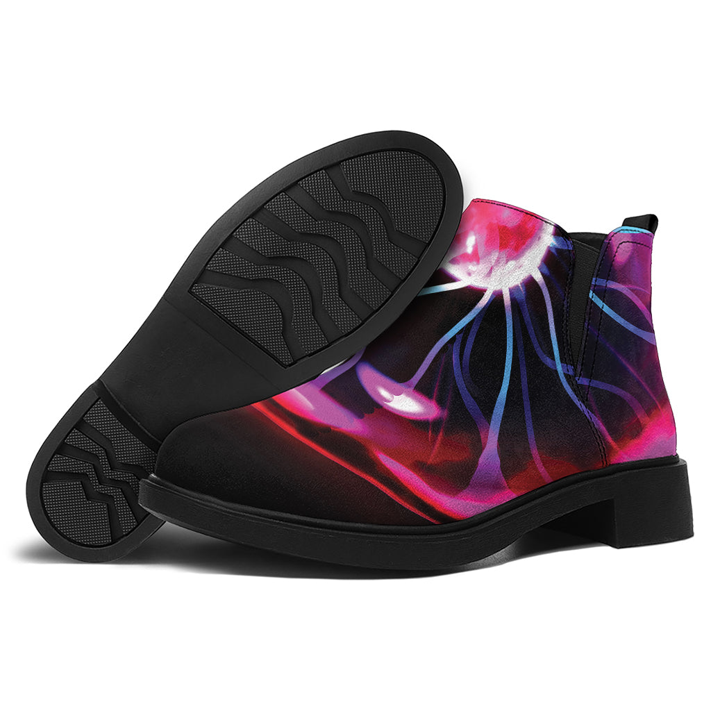 Plasma Ball Print Flat Ankle Boots