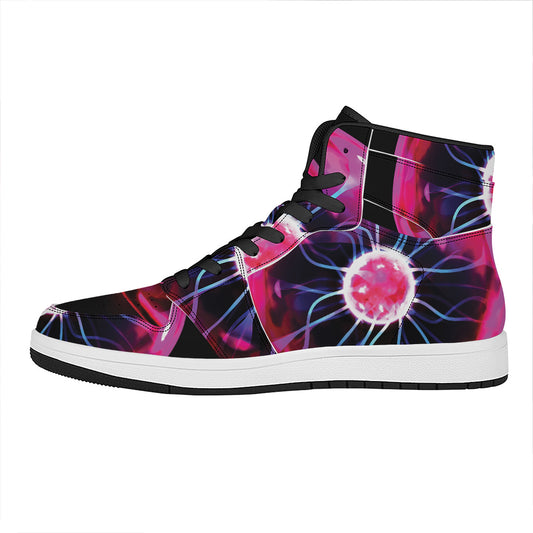 Plasma Ball Print High Top Leather Sneakers