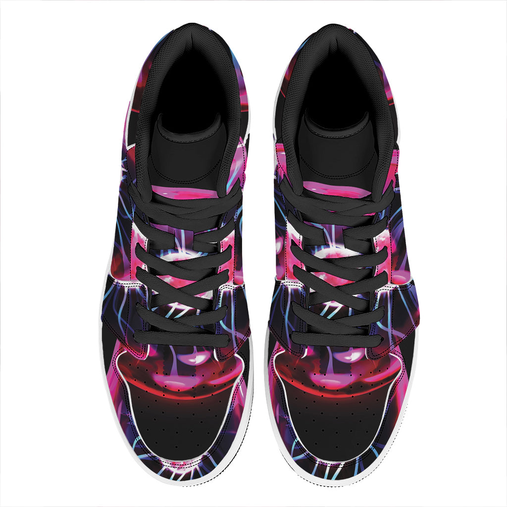Plasma Ball Print High Top Leather Sneakers