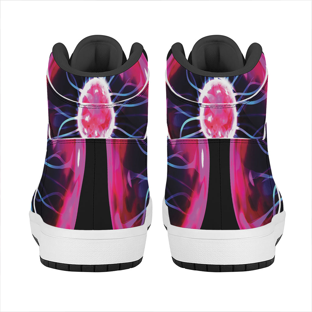Plasma Ball Print High Top Leather Sneakers