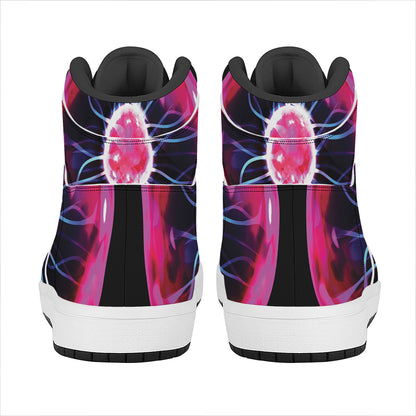 Plasma Ball Print High Top Leather Sneakers