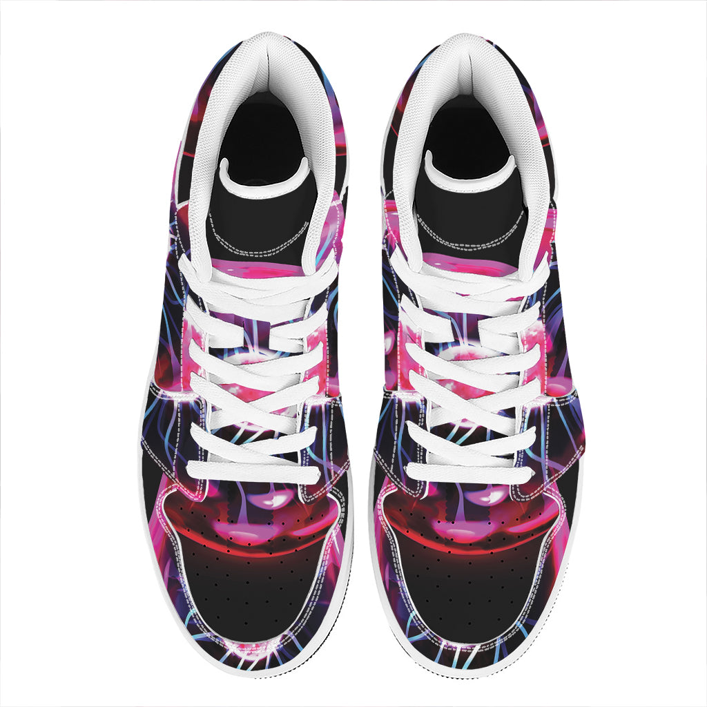 Plasma Ball Print High Top Leather Sneakers