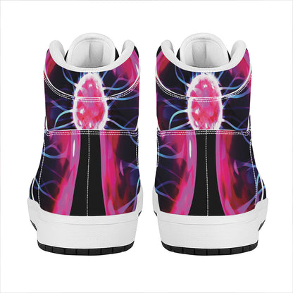 Plasma Ball Print High Top Leather Sneakers