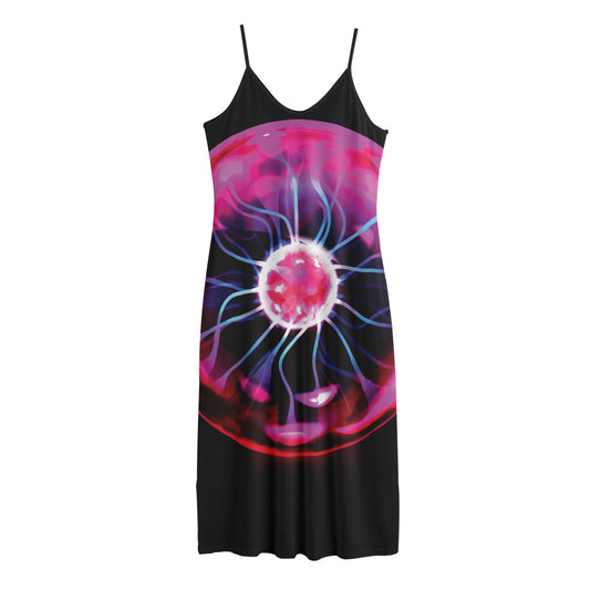 Plasma Ball Print Jersey Midi Cami Dress