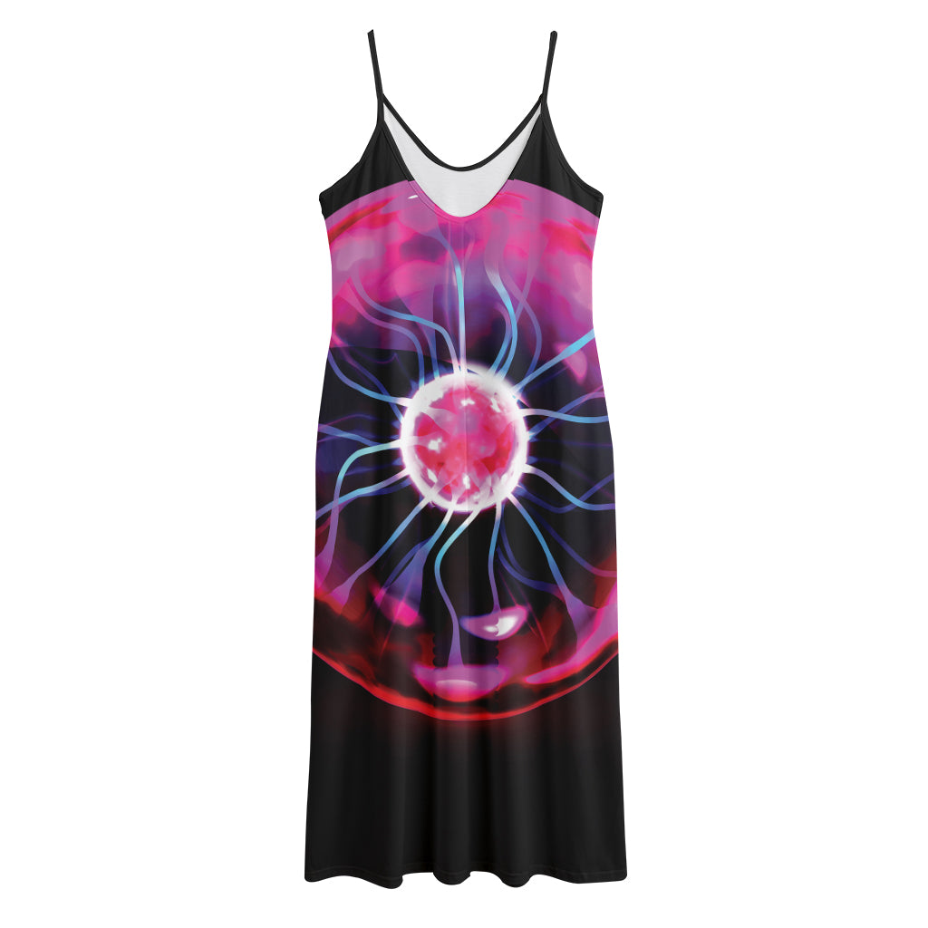 Plasma Ball Print Jersey Midi Cami Dress