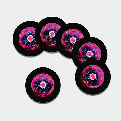 Plasma Ball Print Leather Coaster Set