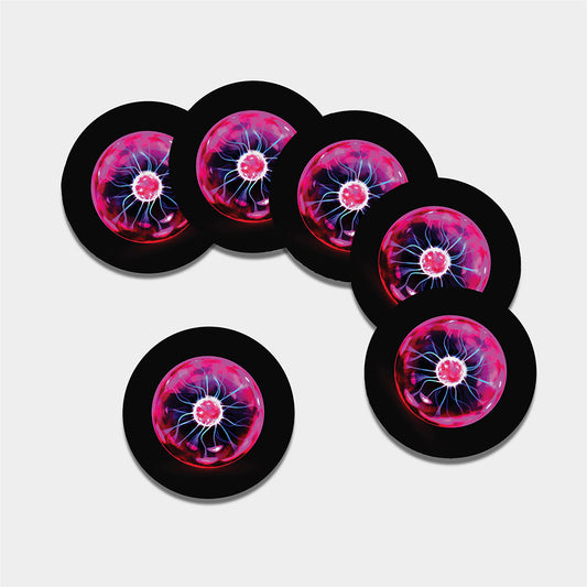 Plasma Ball Print Leather Coaster Set