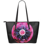 Plasma Ball Print Leather Tote Bag