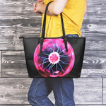 Plasma Ball Print Leather Tote Bag