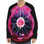 Plasma Ball Print Long Sleeve Baseball Jersey