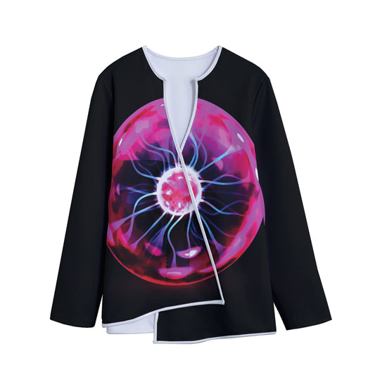Plasma Ball Print Long Sleeve Short Coat