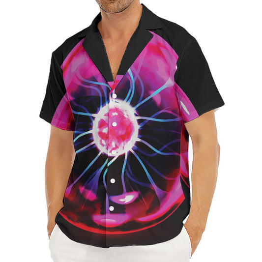 Plasma Ball Print Men's Deep V-Neck Shirt