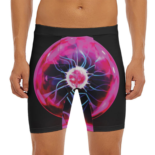 Plasma Ball Print Men's Long Boxer Briefs