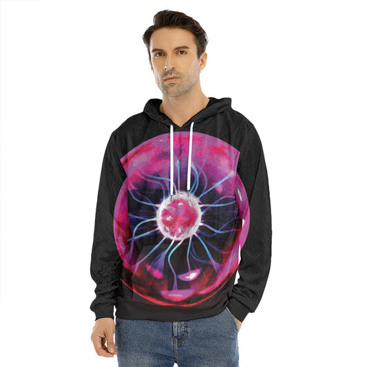 Plasma Ball Print Men's Velvet Pullover Hoodie