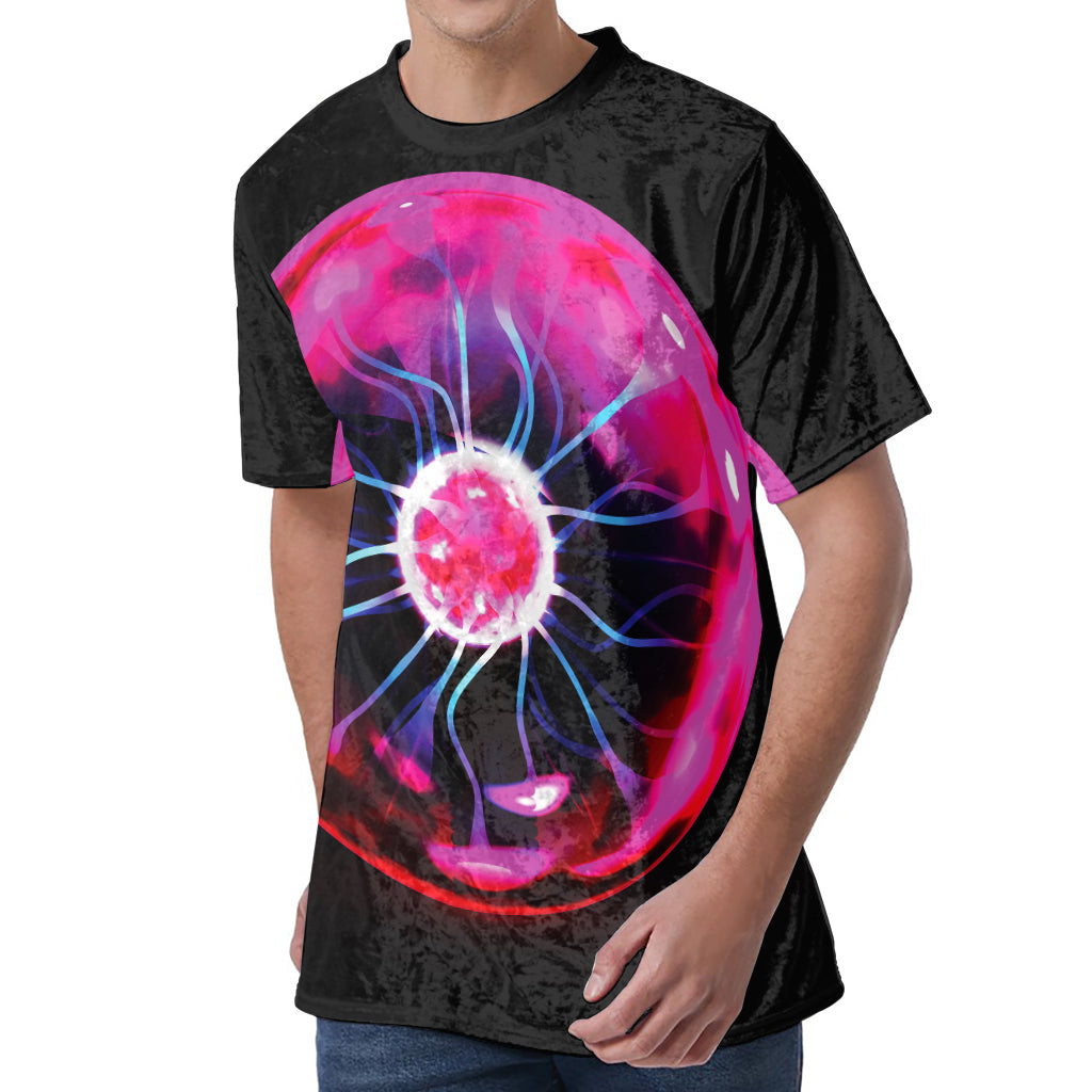 Plasma Ball Print Men's Velvet T-Shirt