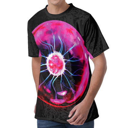 Plasma Ball Print Men's Velvet T-Shirt