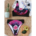 Plasma Ball Print One Shoulder Bikini Top