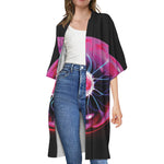 Plasma Ball Print Open Front Beach Cover Up