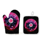 Plasma Ball Print Oven Mitt And Pot Holder Set