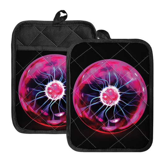 Plasma Ball Print Pot Holders With Pocket