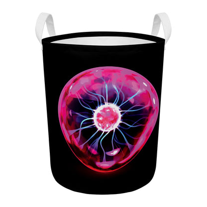 Plasma Ball Print Round Laundry Basket