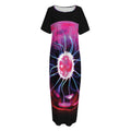 Plasma Ball Print Short Sleeve Long Nightdress