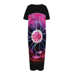 Plasma Ball Print Short Sleeve Long Nightdress