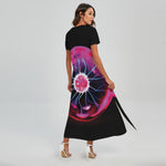 Plasma Ball Print Short Sleeve Maxi Dress