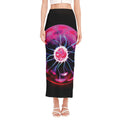 Plasma Ball Print Side Slit Maxi Skirt