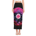 Plasma Ball Print Side Slit Maxi Skirt