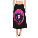 Plasma Ball Print Side Slit Midi Skirt