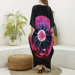 Plasma Ball Print Silk V-Neck Kaftan Dress
