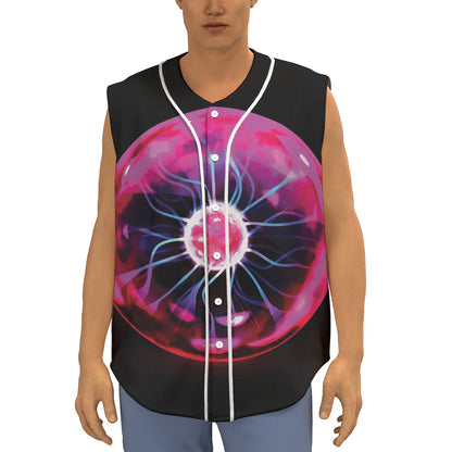 Plasma Ball Print Sleeveless Baseball Jersey