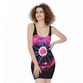 Plasma Ball Print Sleeveless Bodycon Dress