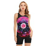 Plasma Ball Print Sleeveless One Piece Swimsuit