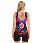 Plasma Ball Print Sleeveless One Piece Swimsuit