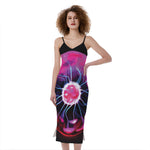 Plasma Ball Print Slim Fit Midi Cami Dress